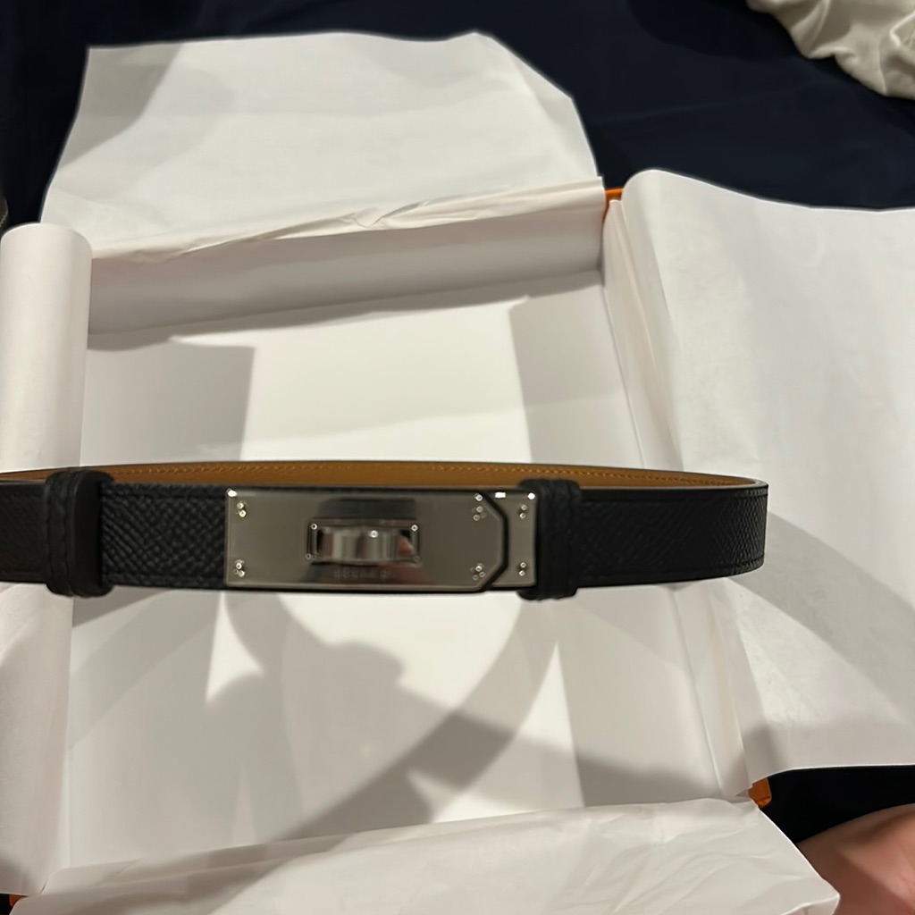 Hermes Brand New Kelly Belt Black Silver